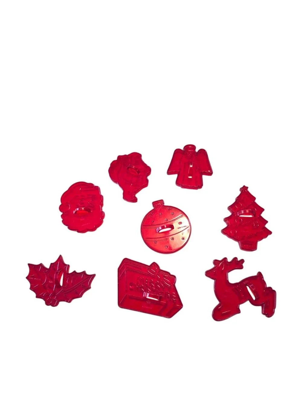 Vintage Christmas HRM Cookie Cutters Set of 9 Red Plastic 60s Ornaments USA